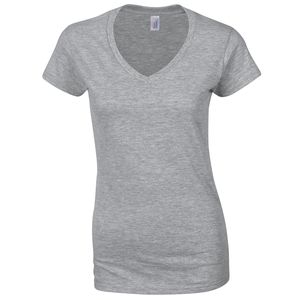 Gildan GD078 - T-shirt Mulher Gola V 64V00L Soft Style Sports Grey