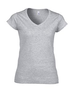 Gildan 64V00L - T-shirt Mulher Gola V 64V00L Soft Style Sport Grey (RS)