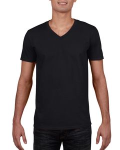Gildan GN646 - Adult T-Shirt Gola Em V Softstyle Preto