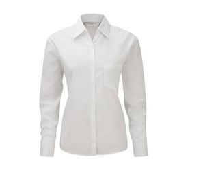 Russell Collection JZ34F - Blusa Popline de Manga Comprida Branco