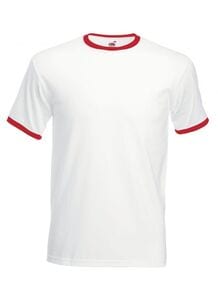 Fruit of the Loom SC245 - Camiseta masculina 100% algodão Branco / Vermelho