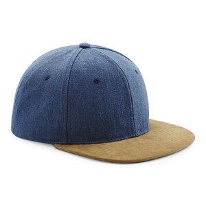 Beechfield BF668 - Snapback com Pala de Camurça Denim Blue