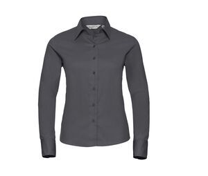 Russell Collection JZ16F - Camisa De Senhora De Manga Comprida - Classic Twill Zinco