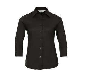 Russell Collection JZ46F - Camisa De Senhora Com Mangas De 3/4 Chocolate