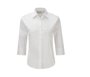 Russell Collection JZ46F - Camisa De Senhora Com Mangas De 3/4 Branco