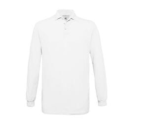 B&C BC425 - Camisa Polo 100% Algodão Manga Longa Branco