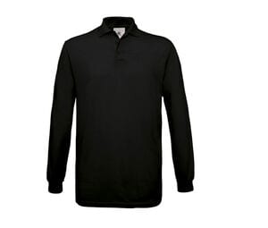 B&C BC425 - Camisa Polo 100% Algodão Manga Longa Preto