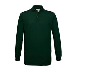 B&C BC425 - Camisa Polo 100% Algodão Manga Longa Verde garrafa