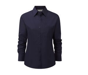 Russell Collection JZ34F - Blusa Popline de Manga Comprida Azul marinho