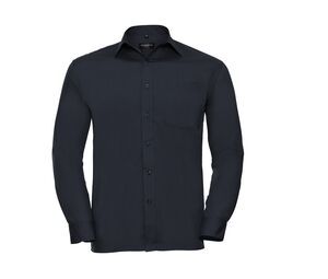 Russell Collection JZ934 - Camisa de popelina masculina Azul marinho