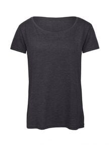 B&C BC056 - Camiseta Feminina Tri-Blend Heather Dark Grey