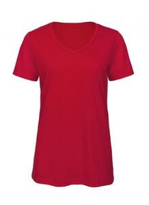 B&C BC058 - T-shirt feminina de decote em V Tri-Blend Vermelho