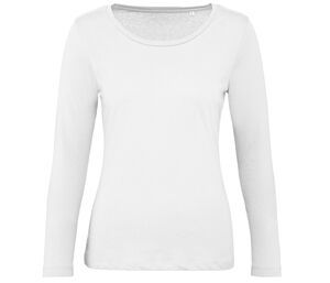 B&C BC071 - Camiseta feminina de manga longa 100% algodão orgânico Branco