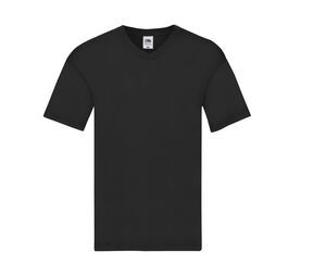 Fruit of the Loom SC224 - Camiseta masculina com decote em V 100% algodão Preto