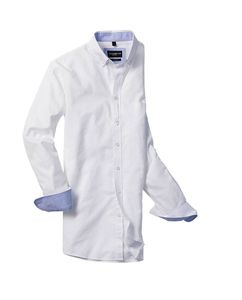 Russell Collection RU920M - Camisa Oxford lavada sob manga comprida masculina