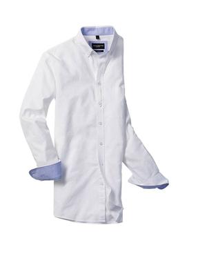 Russell Collection RU920M - Camisa Oxford lavada sob manga comprida masculina
