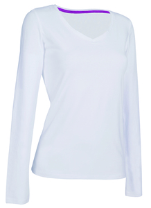 Stedman STE9720 - T-shirt V-neck Claire LS for her Branco