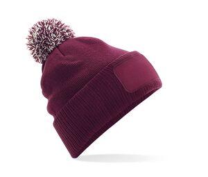 Beechfield BF443 - Snowstar® Beanie com área de marca Burgundy / Off White