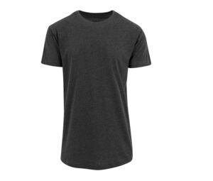 Build Your Brand BY028 - Camiseta corpo comprido masculina Carvão vegetal