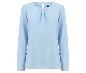 Henbury HY598 - Blusa elegante mangas compridas Azul claro
