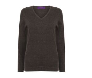 Henbury HY721 - Suéter de decote em V feminino Grey Marl