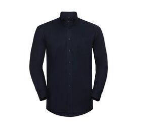 Russell Collection JZ932 - Camisa masculina Oxford Bright Navy