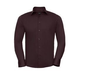 Russell Collection JZ946 - Camisa Justa Para Homem De Manga Comprida Port / Plum