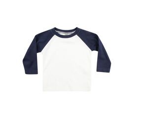 Larkwood LW025 - Camisa baseball mangas largas bebê Branco / Marinho
