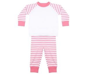 Larkwood LW072 - Pijama infantil listrado Pink Stripe / White