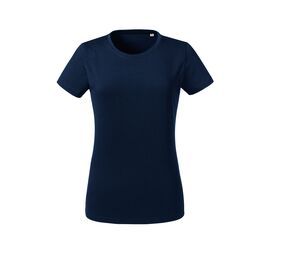 Russell RU118F - T-shirt feminina de peso pesado orgânico Azul profundo