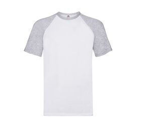 Fruit of the Loom SC237 - T-Shirt Baseball Manga Curta White / Heather Grey