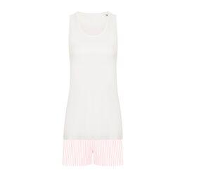 Towel city TC052 - Pijama confortável mulher White / White Pink Stripe