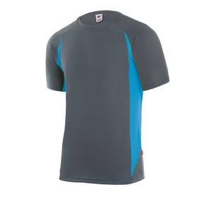 VELILLA V5501 - T-SHIRT TECHNIQUE BICOLORE Grey / Sky Blue