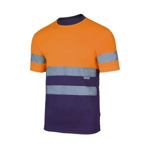 VELILLA V5506 - Camiseta técnica de alta visibilidade de dois tons Fluo Orange / Navy