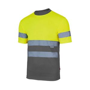 VELILLA V5506 - Camiseta técnica de alta visibilidade de dois tons Fluo Yellow / Grey