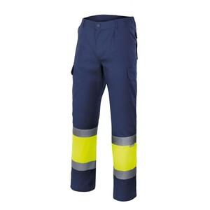 VELILLA VL157 - Calça profissional alta visibilidade Navy/Fluo Yellow