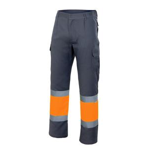 VELILLA VL157 - Calça profissional alta visibilidade Grey / Fluo Orange
