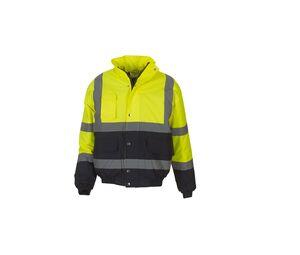 Yoko YK218 - Casaco Bomber de alta visibilidade Hi Vis Yellow/Navy