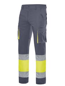VELILLA V13002 - Calças de trabalho com bolsos Grey/Fluo Yellow