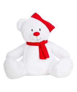 Mumbles MM573 - Urso de Natal de peluche com fecho Branco / Vermelho