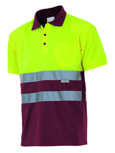 Velilla 173 - POLO BICOLOR MC AV MAROON/HI-VIS YELLOW