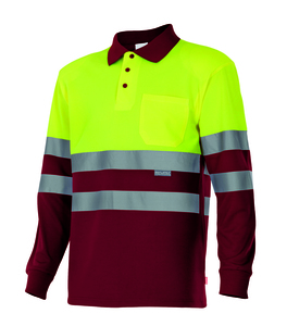 Velilla 175 - POLO BICOLOR ML AV MAROON/HI-VIS YELLOW