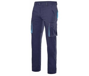 VELILLA V3024S - Two-tone workwear trousers Navy/Sky Blue
