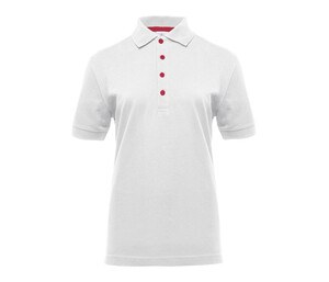 BLACK&MATCH BM101 - Ladies' contrasting button poloshirt Branco / Vermelho